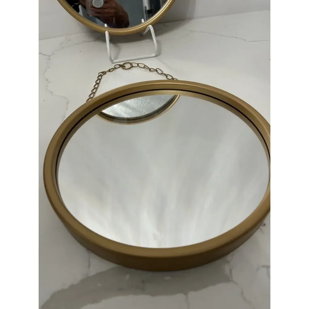 Round Wall Mirror Gold Frame Resin/Plastic 10